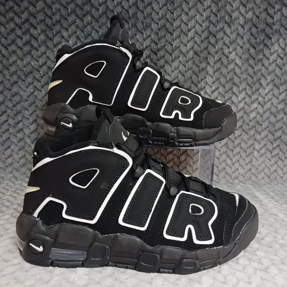 Nike Air More Uptempo GS Black White Black Youth Basketball Shoes Size 5.5Y